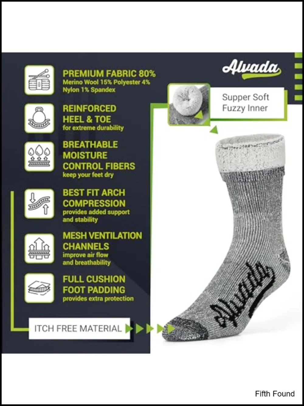 Merino Wool Crew Socks 3 Pack Thermal Warm Winter